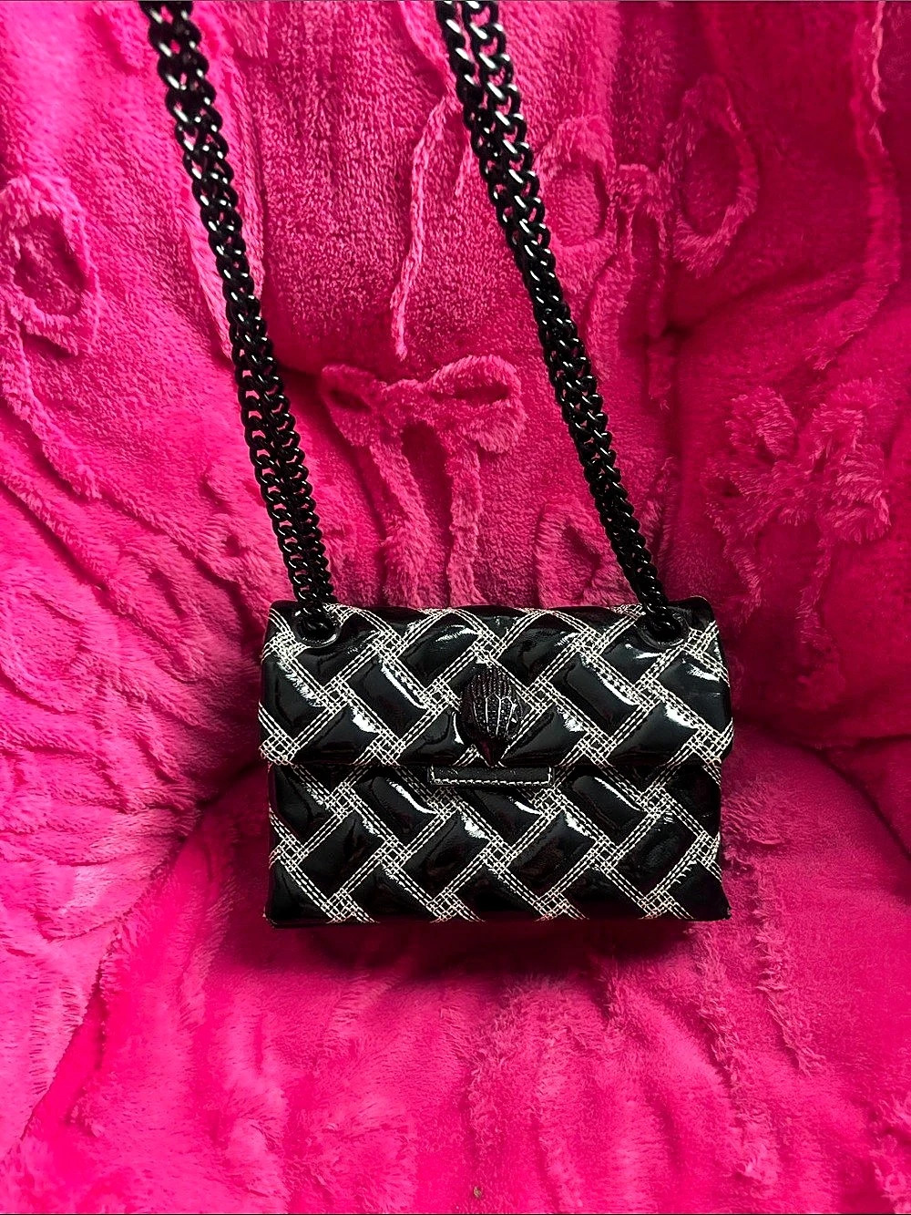 Kurt Geiger London Mini Kensington Drench Bag Black & Silver